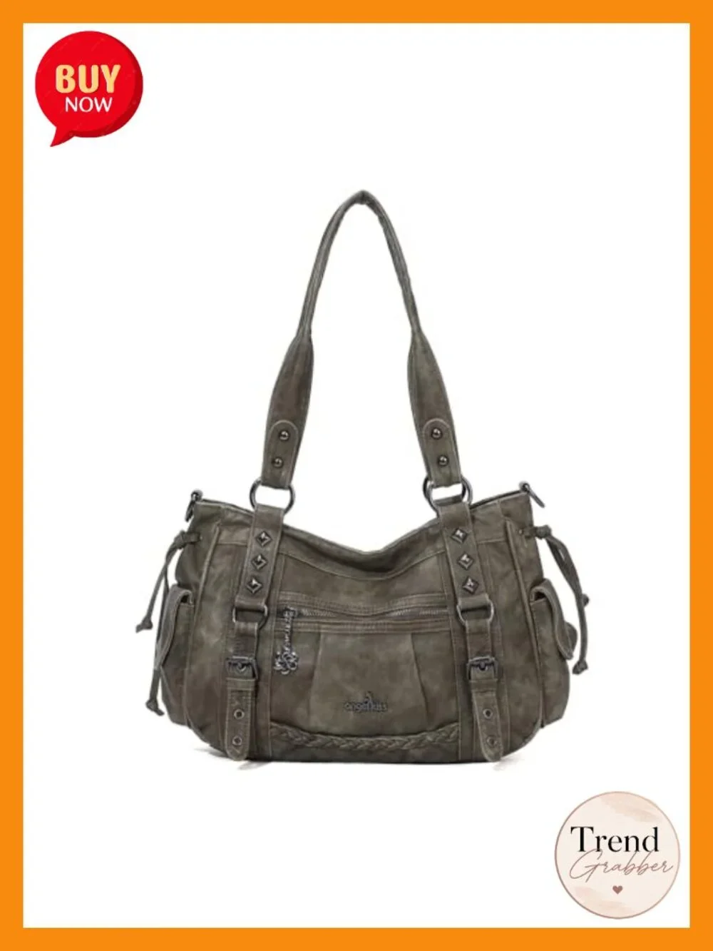 Multi Pocket Retro Hobo Satchel Tote Bag Vegan Leather
